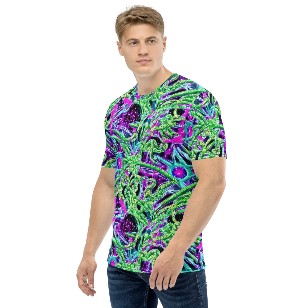 Cosmic Geckos on Men's Crew Neck T-Shirt — Left