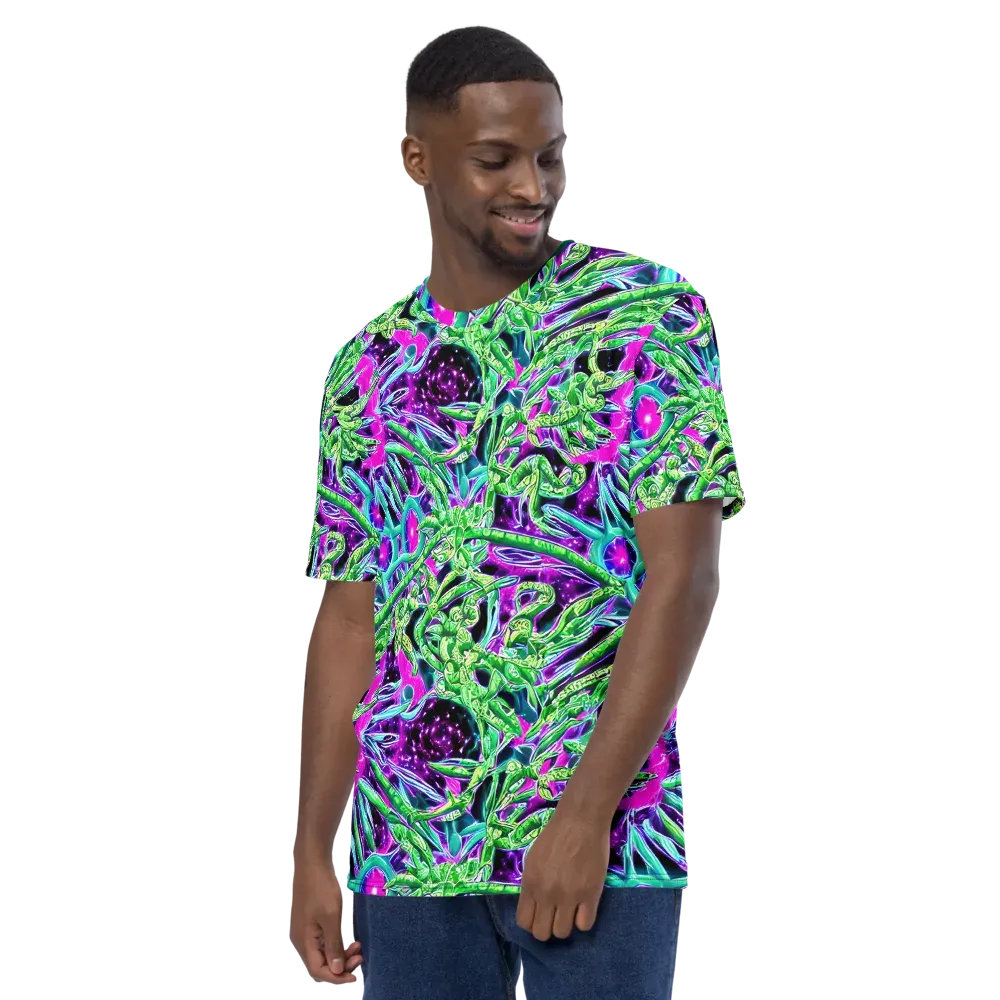Cosmic Geckos on Men's Crew Neck T-Shirt — Left