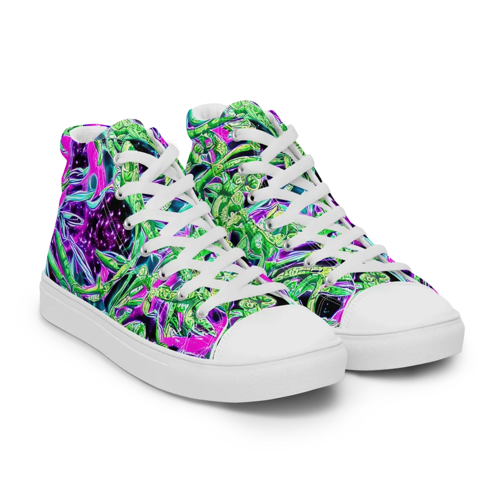Cosmic Geckos on Men's High Top Canvas Shoes — Right Front