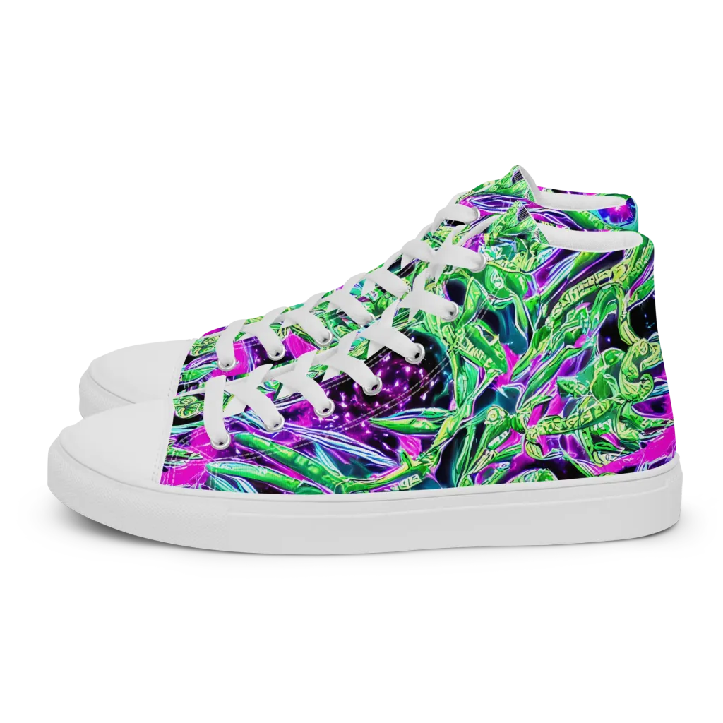 Cosmic Geckos on Men's High Top Canvas Shoes — Left