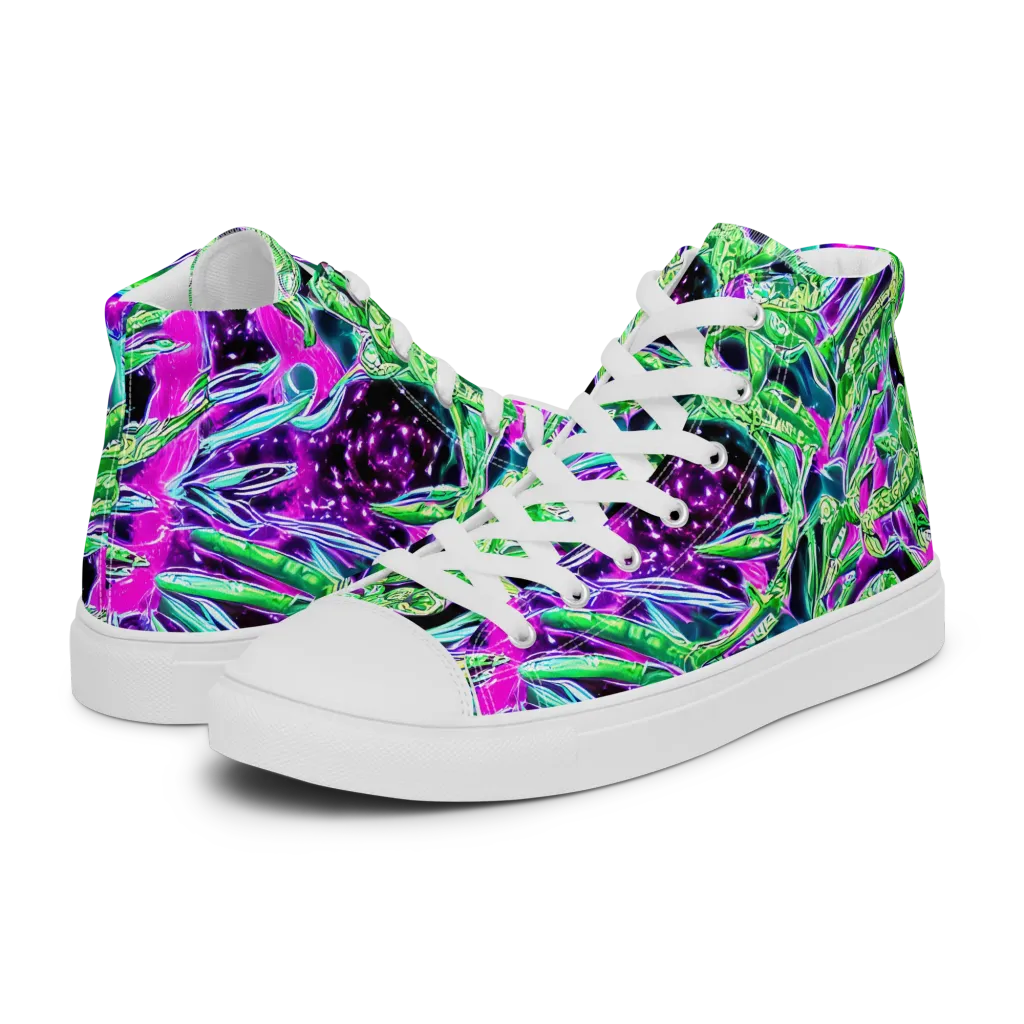 Cosmic Geckos on Men's High Top Canvas Shoes — Left