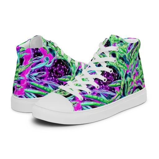 Cosmic Geckos on a Men's High Top Canvas Shoes