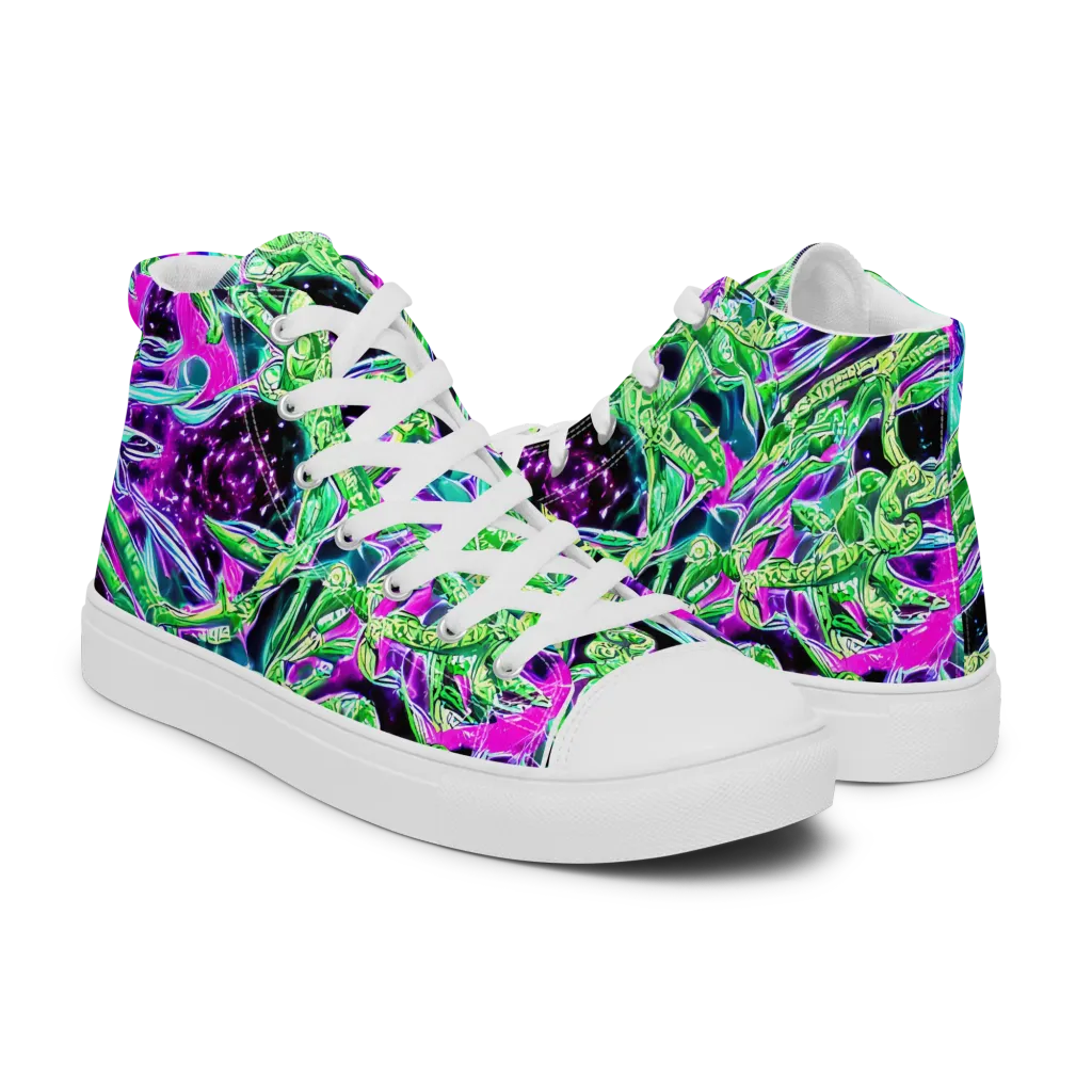 Cosmic Geckos on Men's High Top Canvas Shoes — Right
