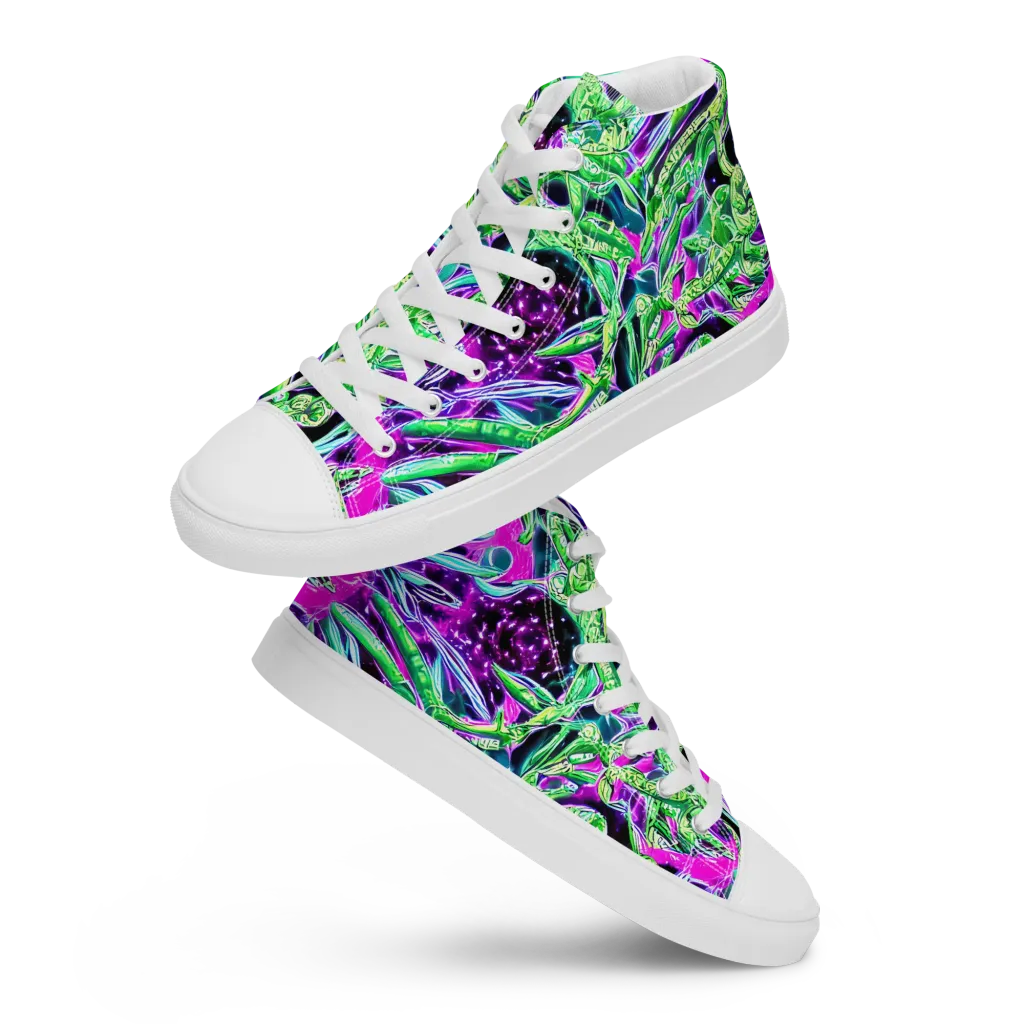 Cosmic Geckos on Men's High Top Canvas Shoes — Front