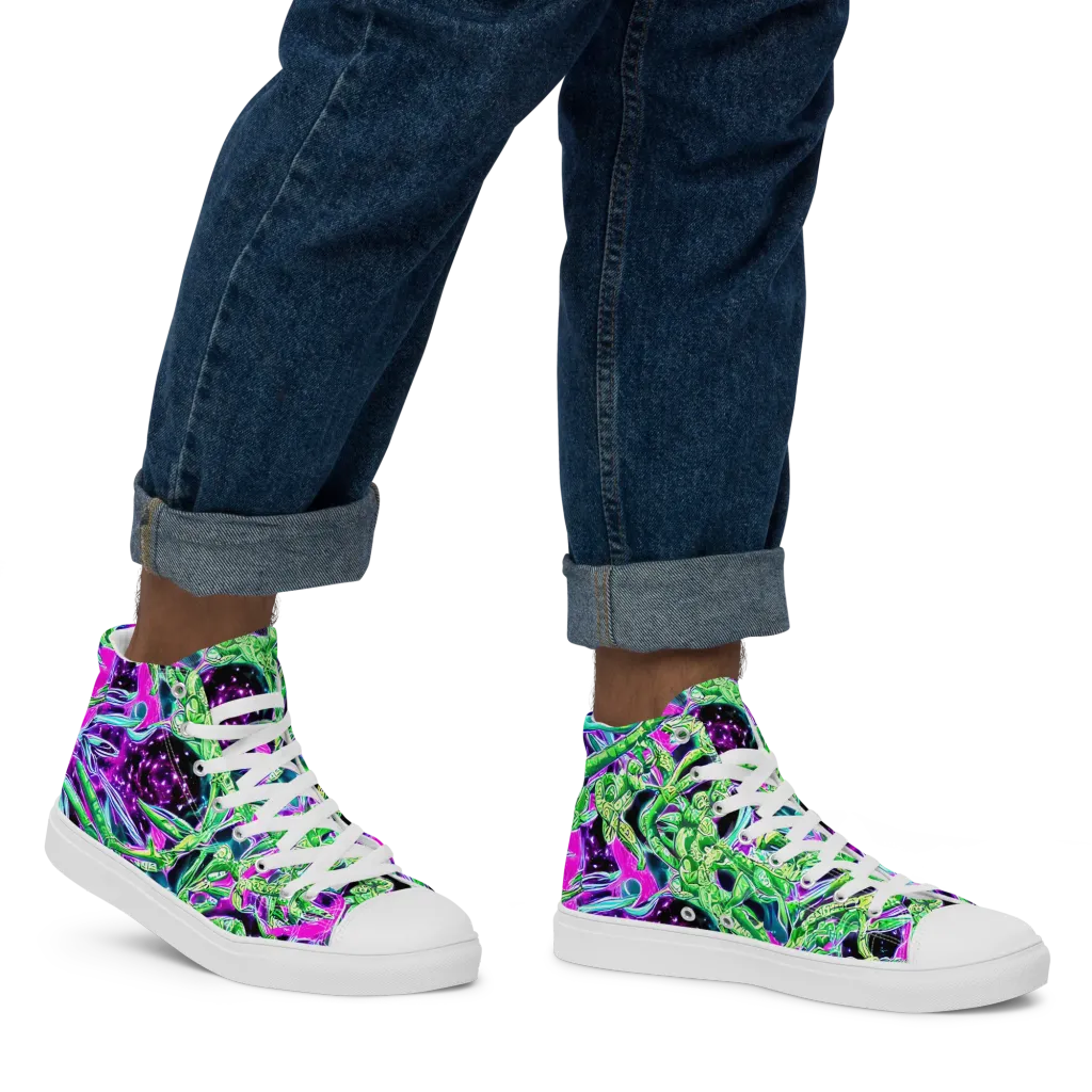 Cosmic Geckos on Men's High Top Canvas Shoes — Right
