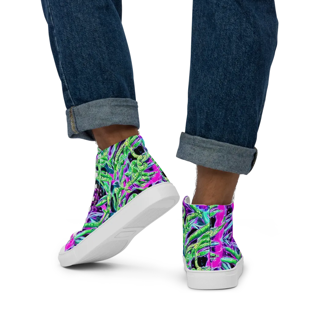 Cosmic Geckos on Men's High Top Canvas Shoes — Back