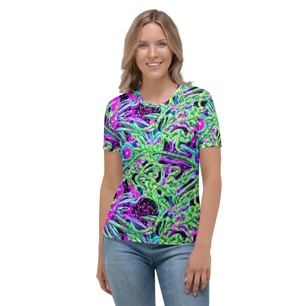 Cosmic Geckos on Women's Crew Neck T-Shirt — Front