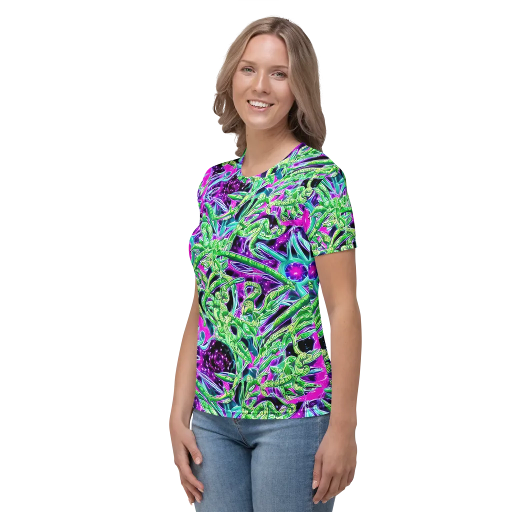 Cosmic Geckos on Women's Crew Neck T-Shirt — Left