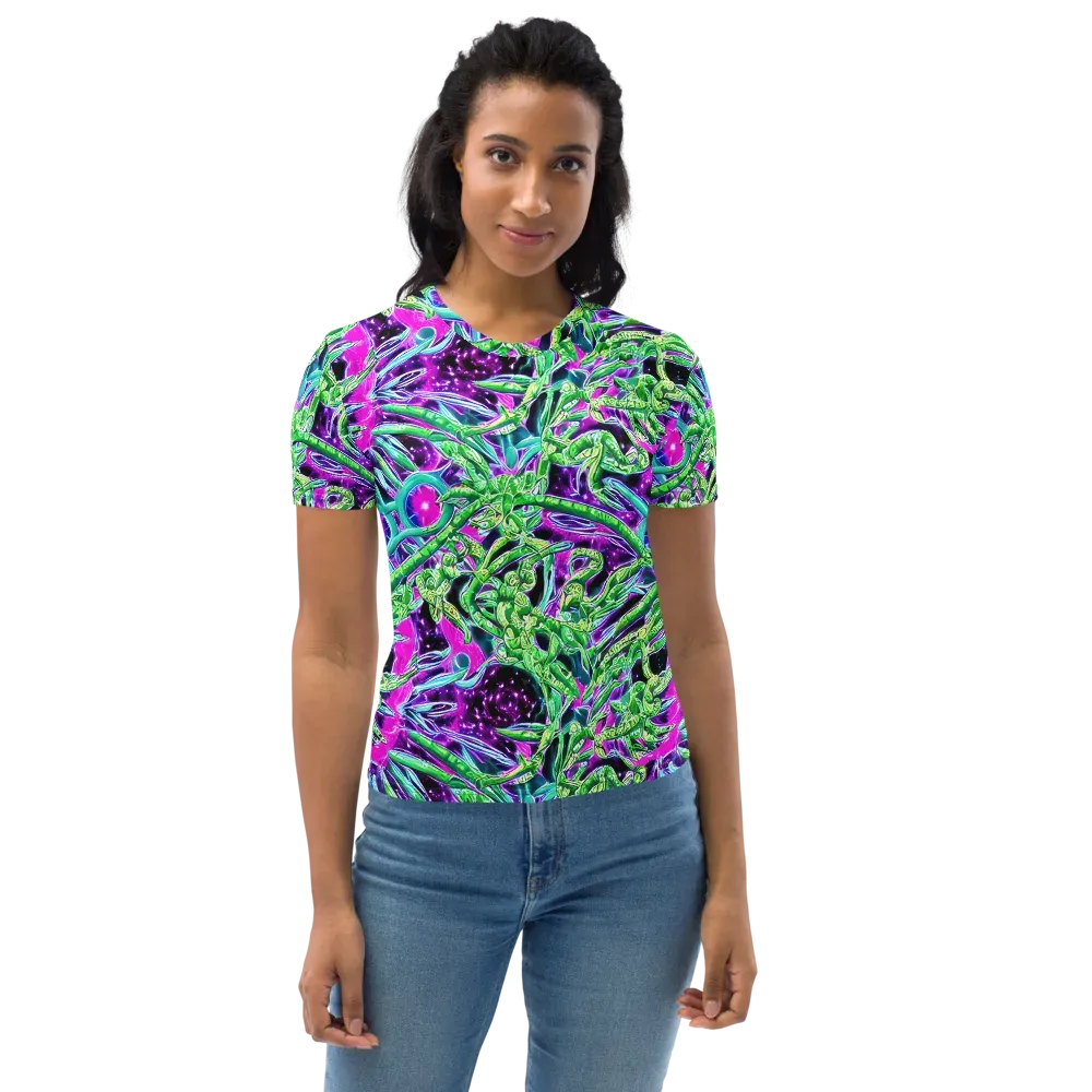 Cosmic Geckos on Women's Crew Neck T-Shirt — Front