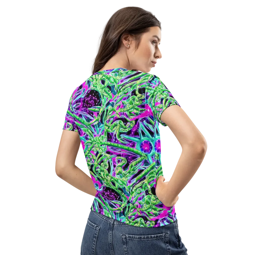 Cosmic Geckos on Women's Crew Neck T-Shirt — Back