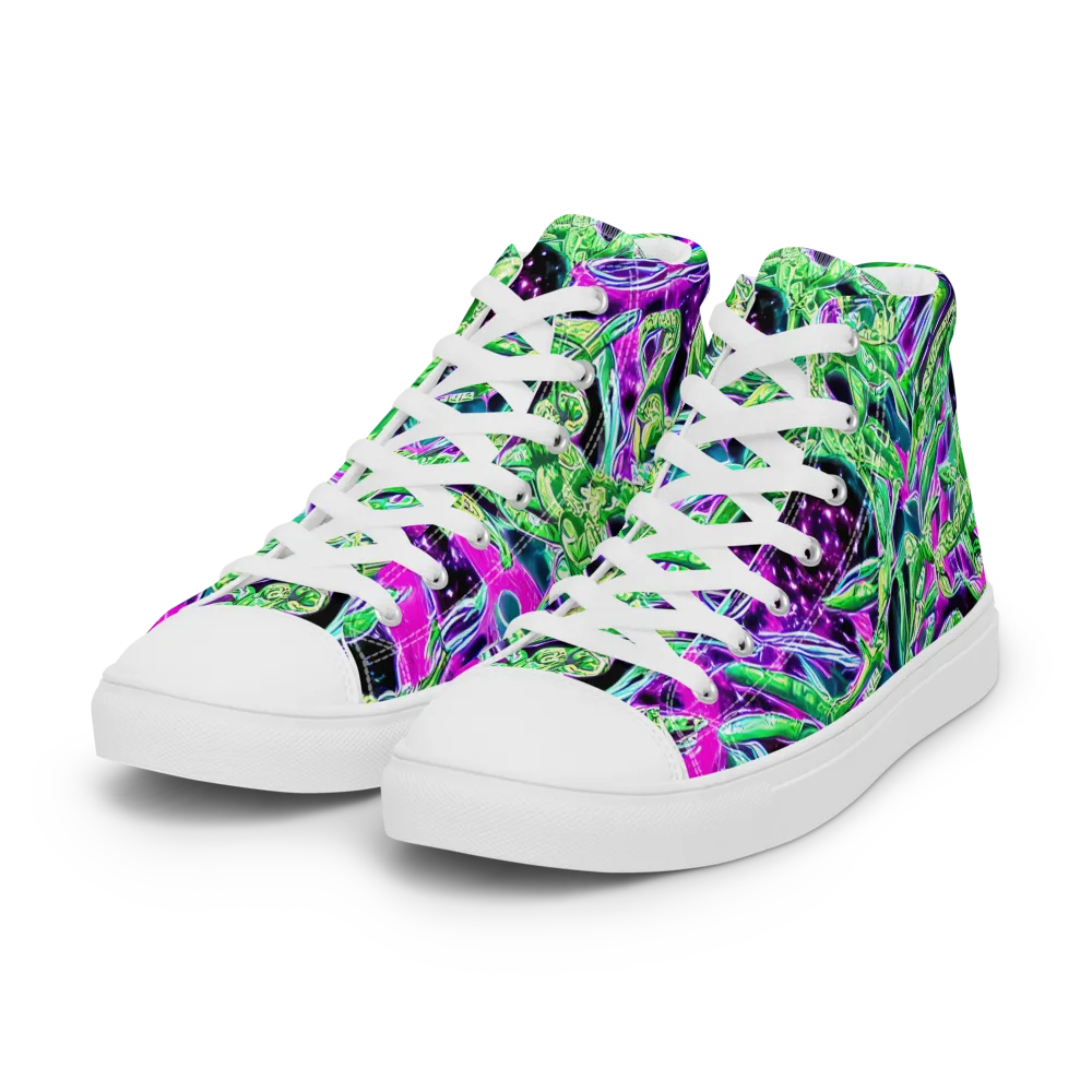 Cosmic Geckos on Women's High Top Canvas Shoes — Left Front
