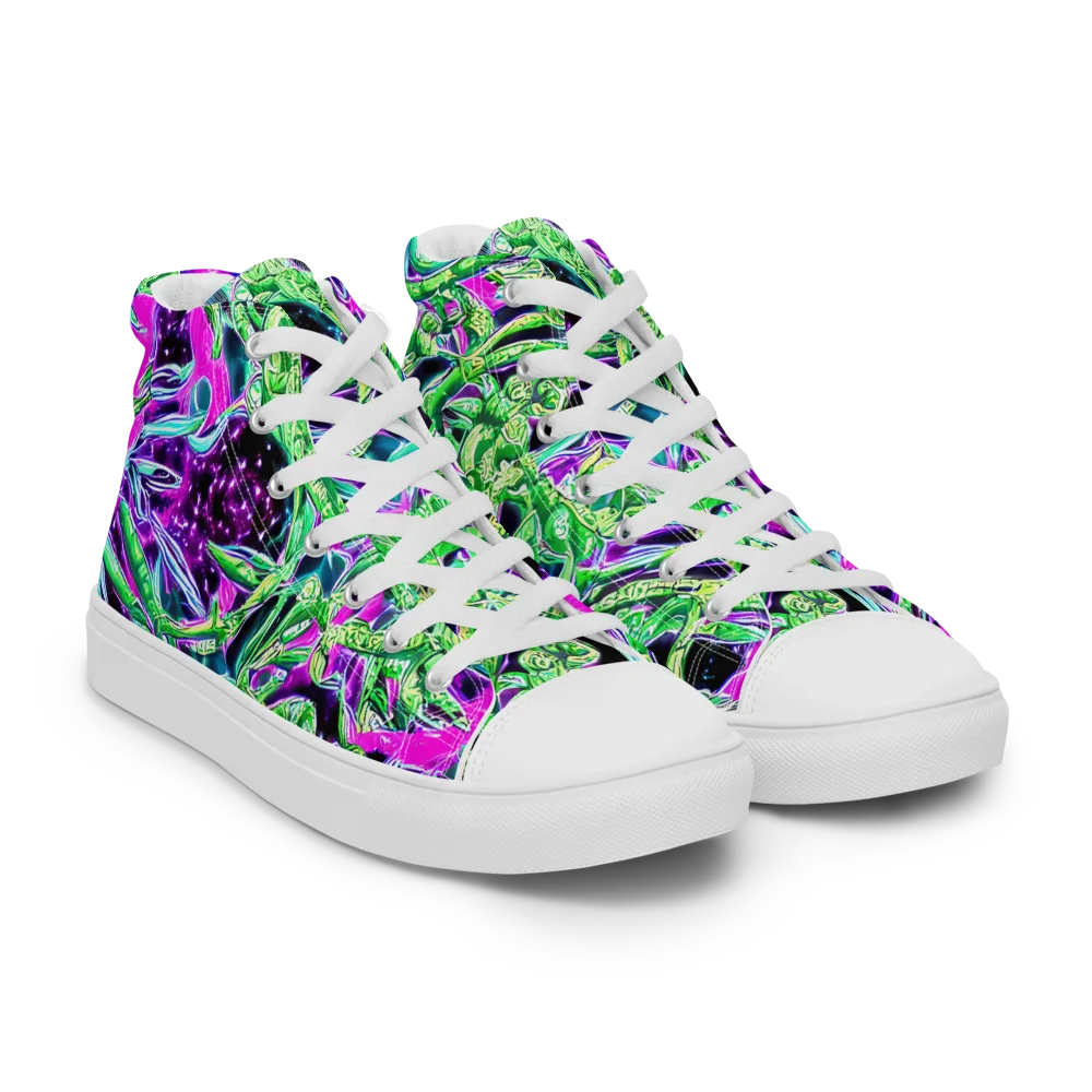 Cosmic Geckos on Women's High Top Canvas Shoes — Right Front