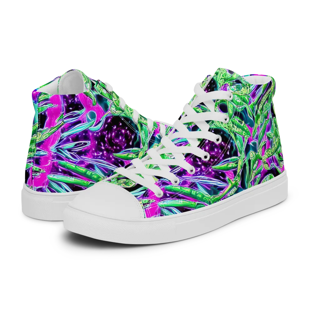 Cosmic Geckos on Women's High Top Canvas Shoes — Left