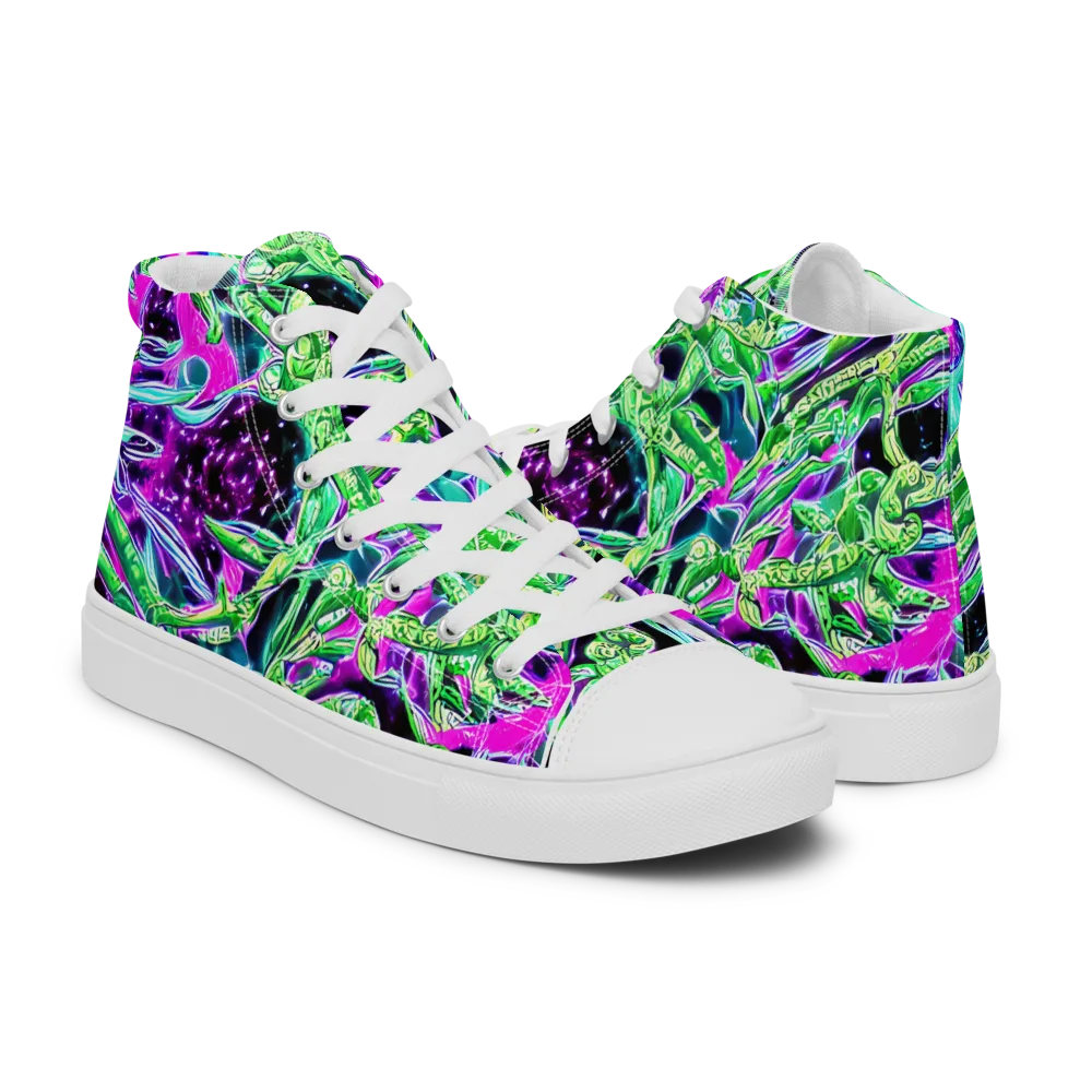 Cosmic Geckos on Women's High Top Canvas Shoes — Right
