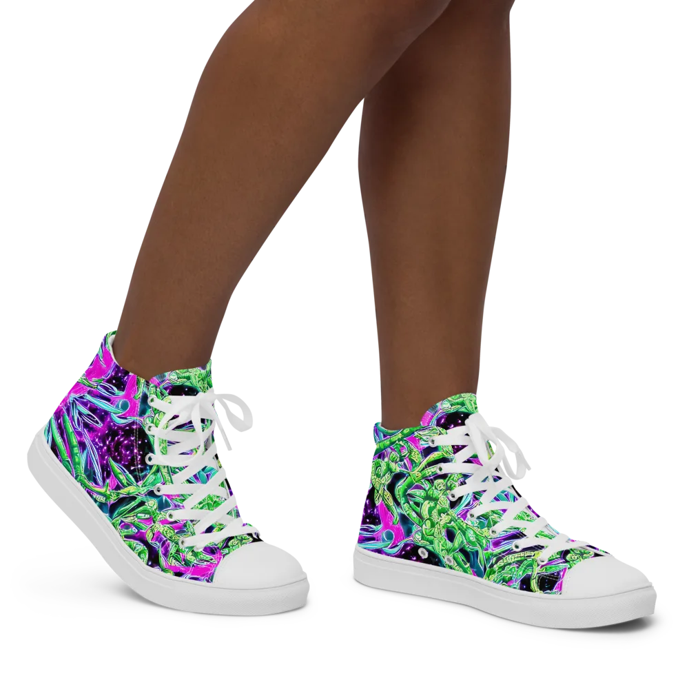 Cosmic Geckos on Women's High Top Canvas Shoes — Right