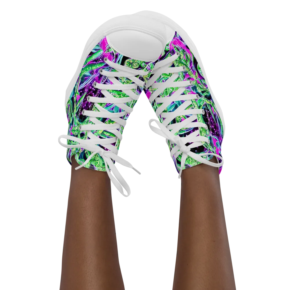 Cosmic Geckos on Women's High Top Canvas Shoes — Front