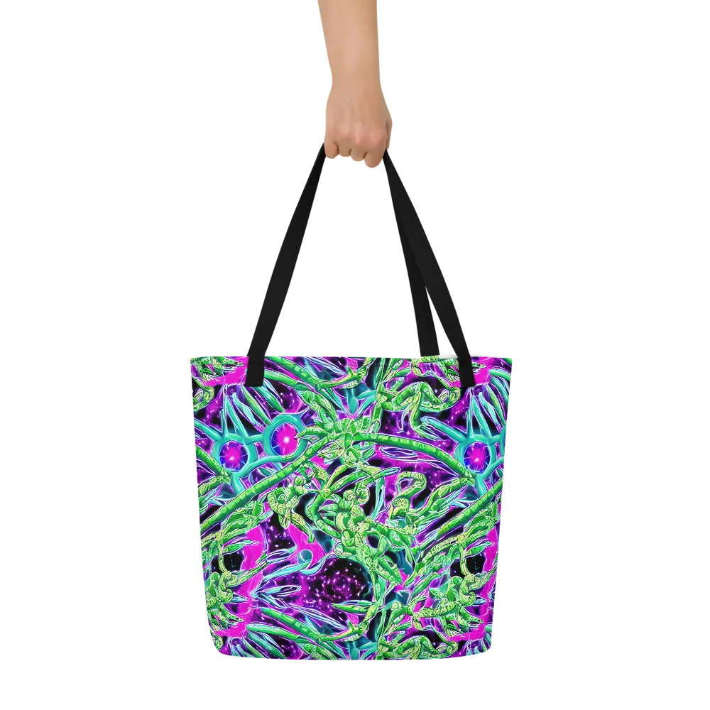 Cosmic Geckos on Large Tote Bag W/ Pocket — Front