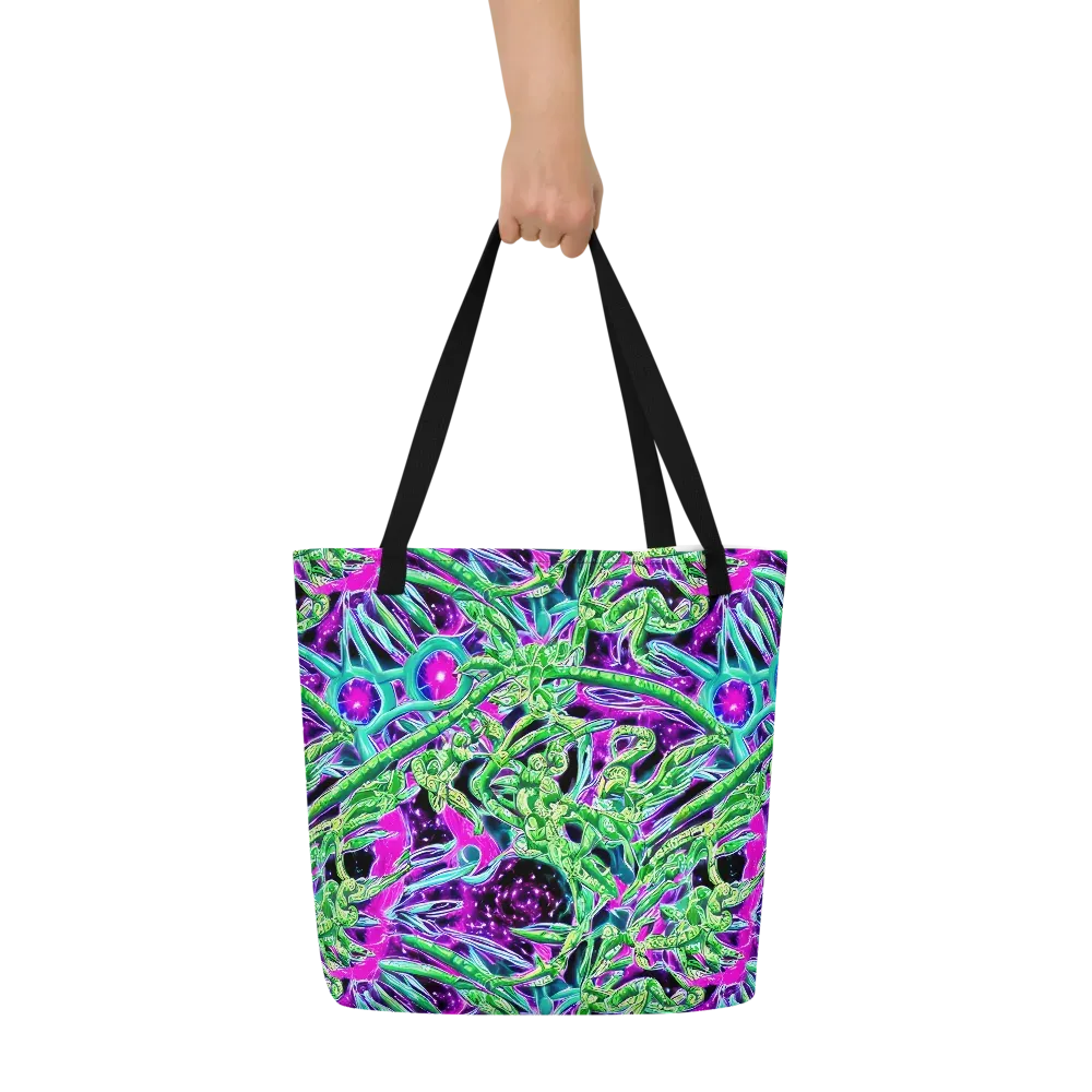 Cosmic Geckos on Large Tote Bag W/ Pocket — Front