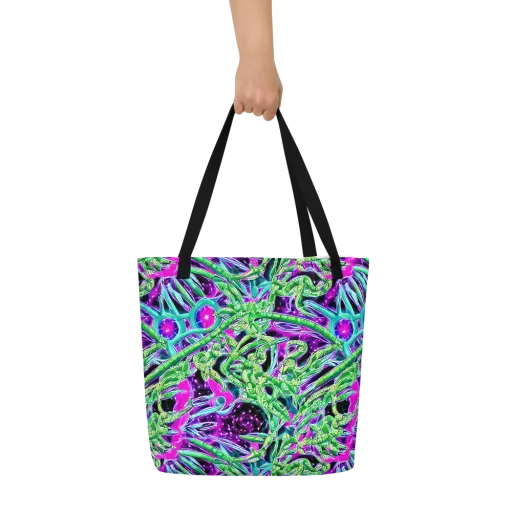 Cosmic Geckos on a Large Tote Bag W/ Pocket