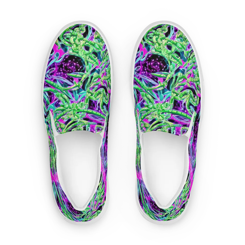 Cosmic Geckos on Women's Slip-On Canvas Shoes — Front