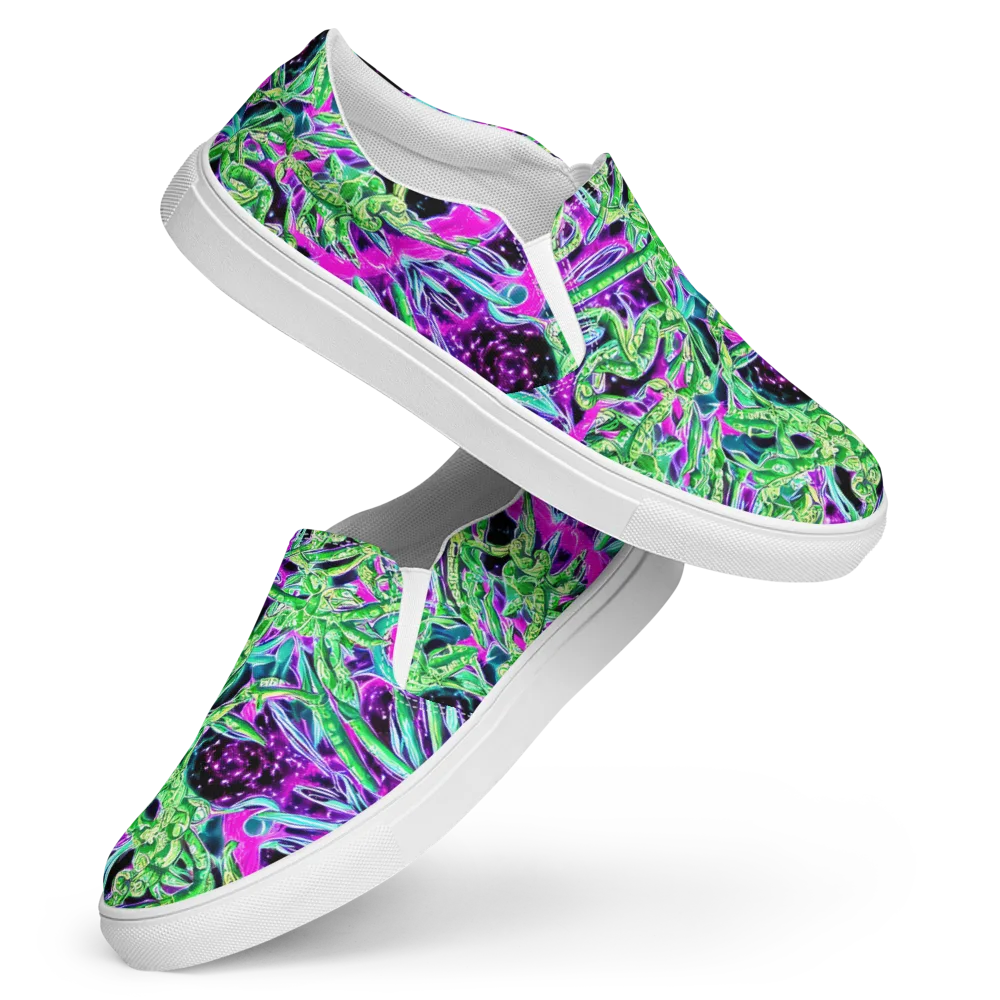 Cosmic Geckos on Women's Slip-On Canvas Shoes — Front