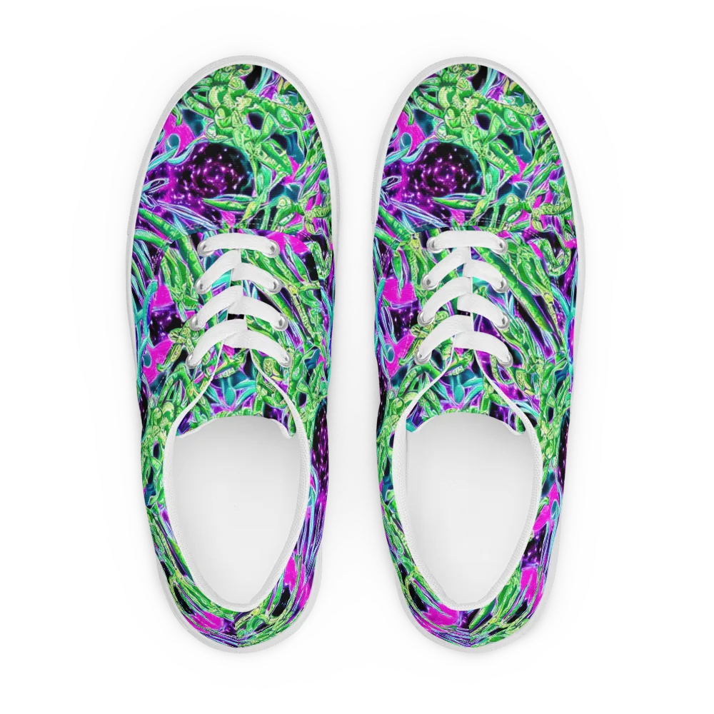 Cosmic Geckos on Men's Lace-Up Canvas Shoes — Front