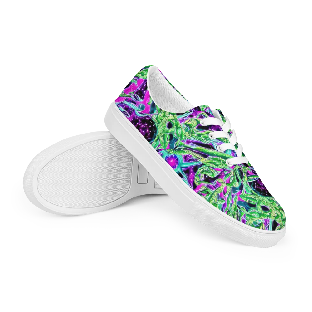 Cosmic Geckos on Men's Lace-Up Canvas Shoes — Right Front