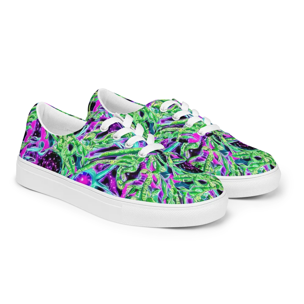 Cosmic Geckos on Men's Lace-Up Canvas Shoes — Right Front
