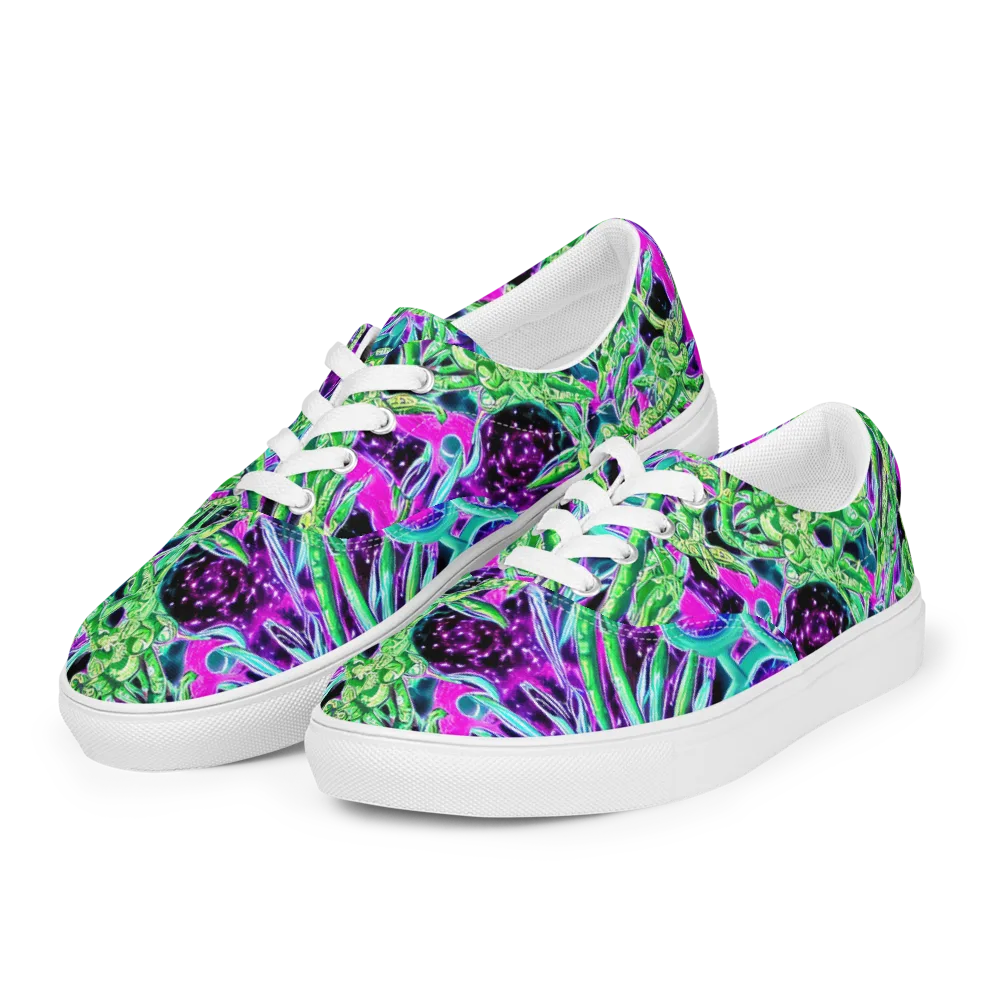 Cosmic Geckos on Men's Lace-Up Canvas Shoes — Left Front