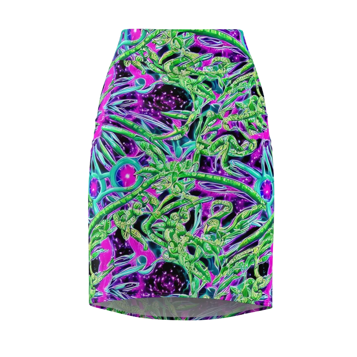 Cosmic Geckos on Pencil Skirt — Front