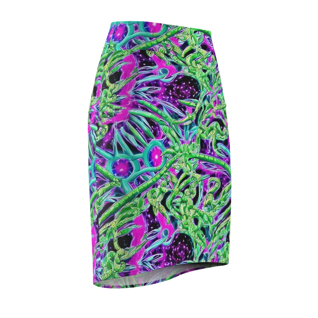 Cosmic Geckos on Pencil Skirt — Front Side