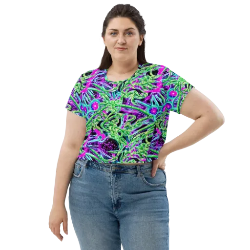 Cosmic Geckos on a Crop Tee