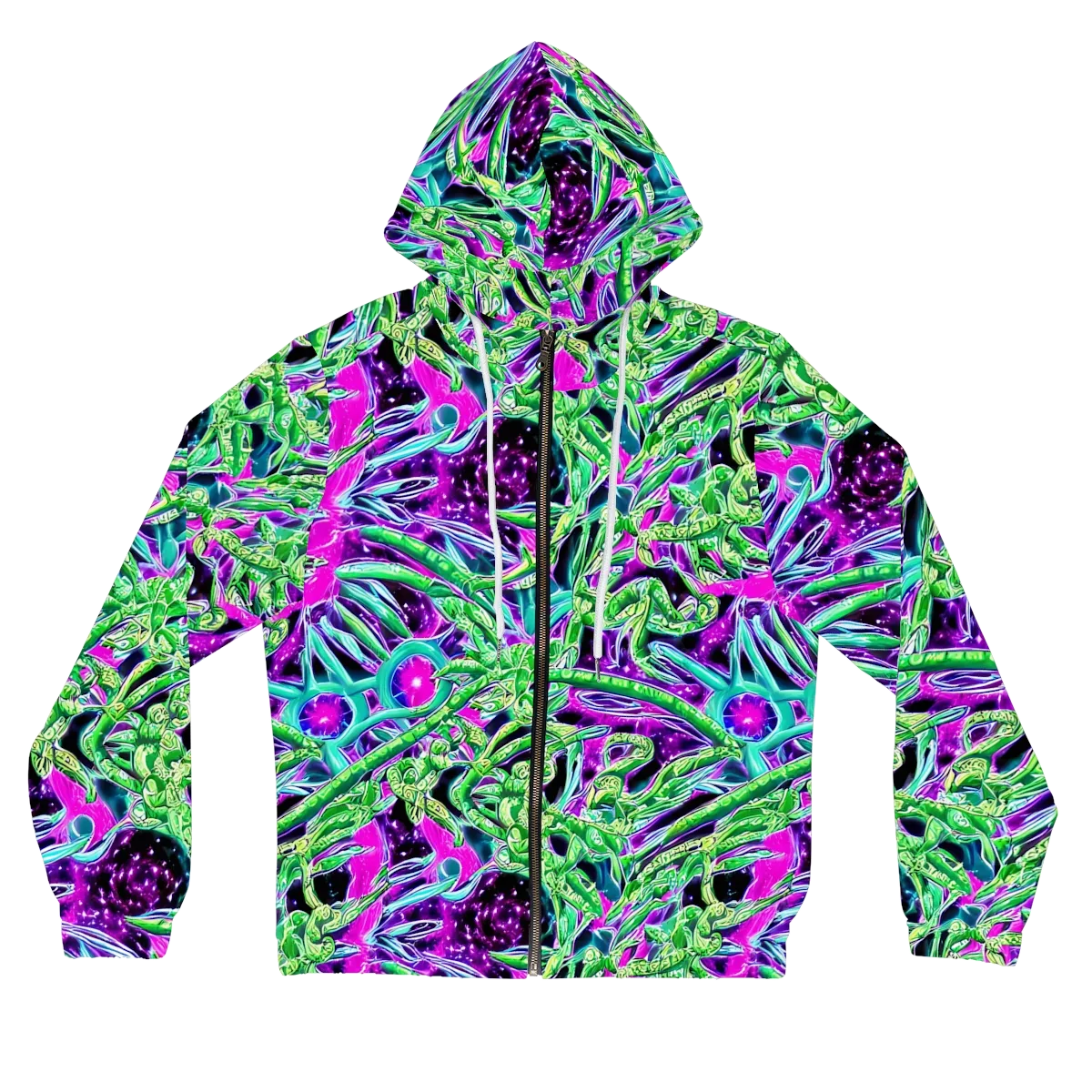 Cosmic Geckos on Women's Full-Zip Hoodie — Front
