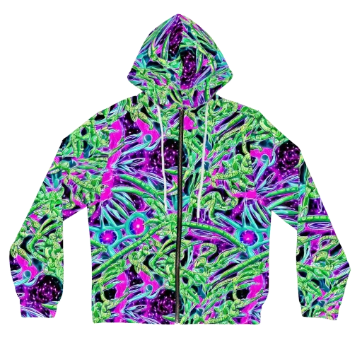 Cosmic Geckos on a Women's Full-Zip Hoodie