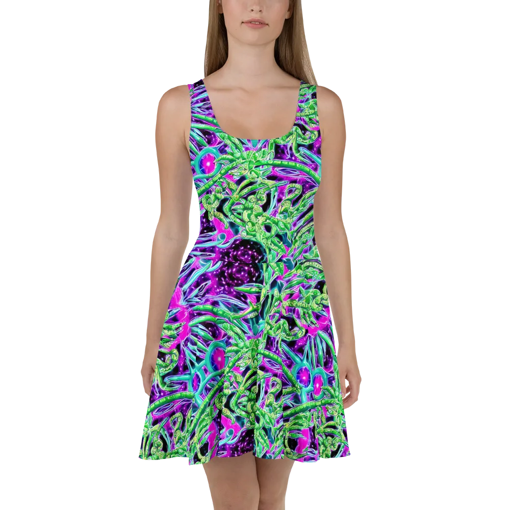 Cosmic Geckos on Skater Dress — Front