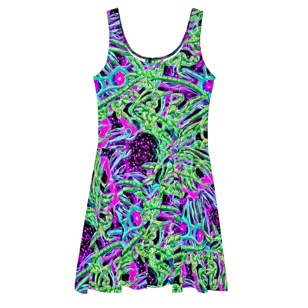 Cosmic Geckos on Skater Dress — Front