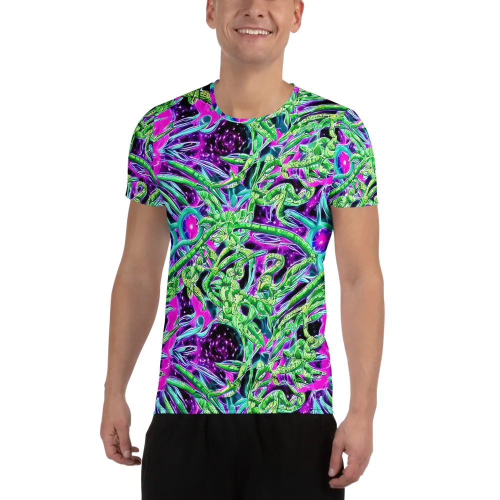 Cosmic Geckos on Men's Athletic T-Shirt — Front