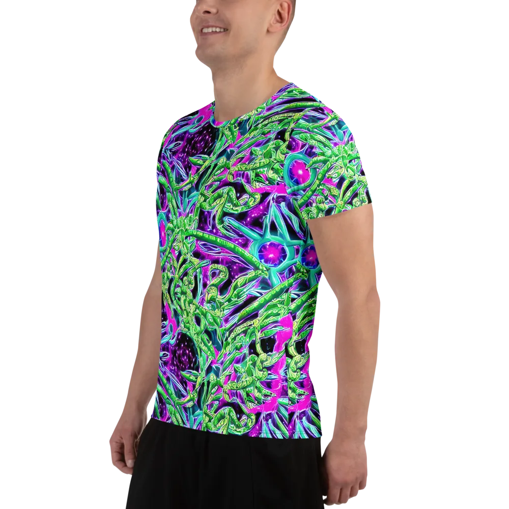 Cosmic Geckos on Men's Athletic T-Shirt — Left