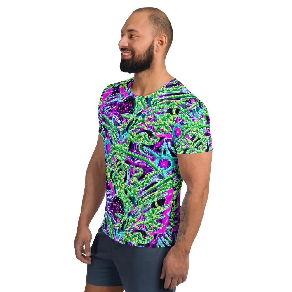 Cosmic Geckos on Men's Athletic T-Shirt — Left