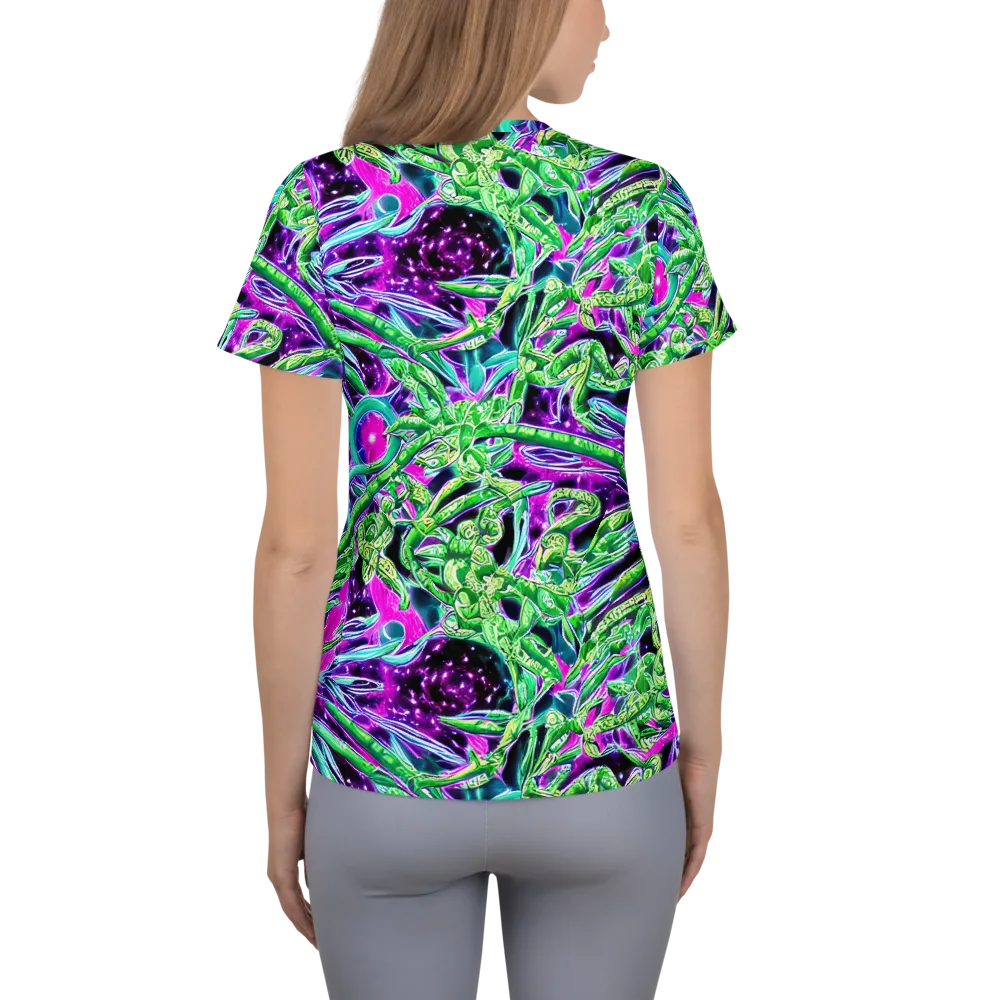 Cosmic Geckos on Women's Athletic T-Shirt — Back