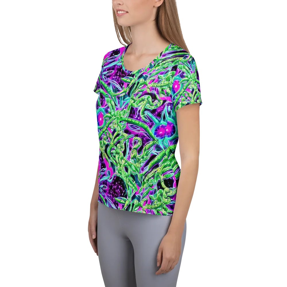 Cosmic Geckos on Women's Athletic T-Shirt — Left
