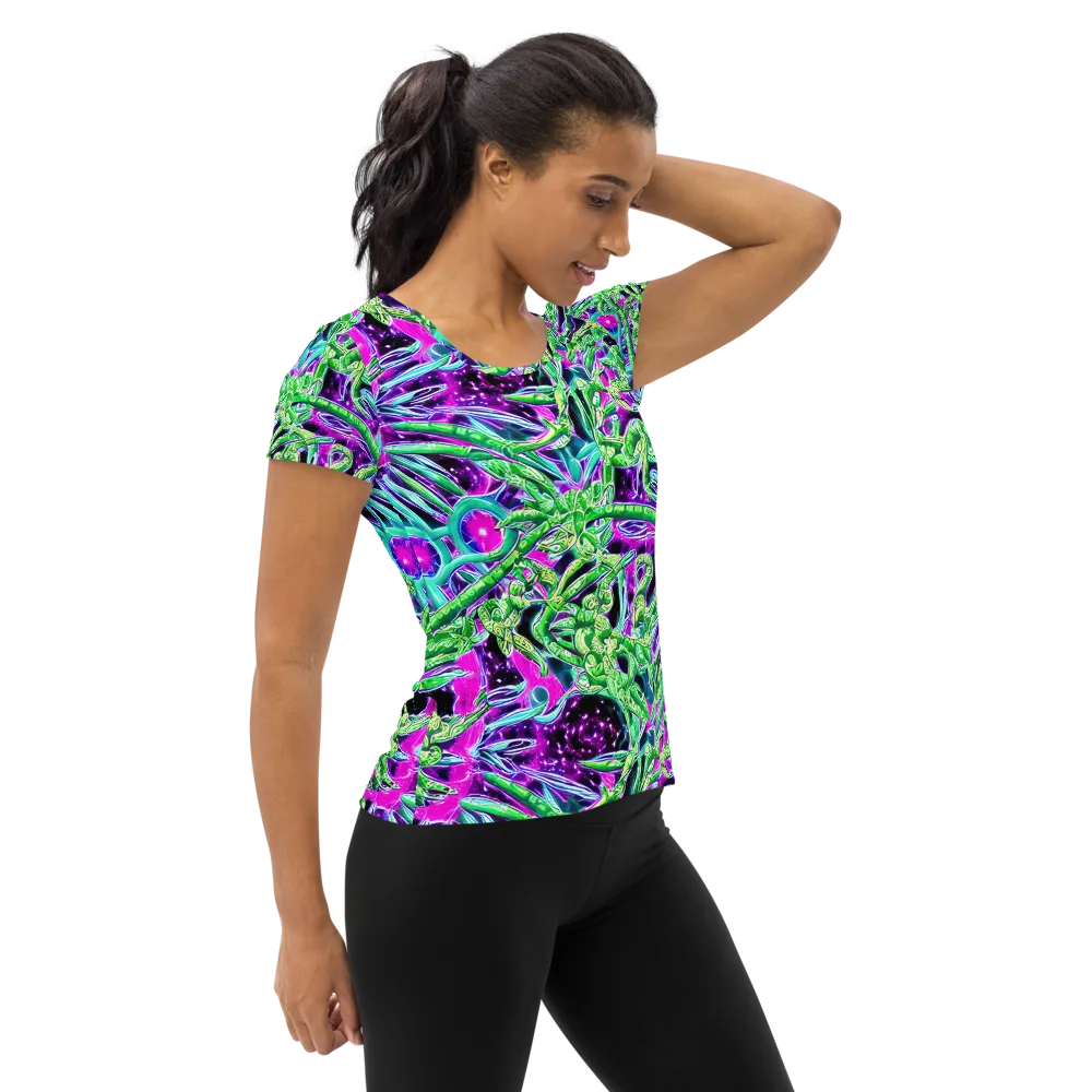 Cosmic Geckos on Women's Athletic T-Shirt — Right