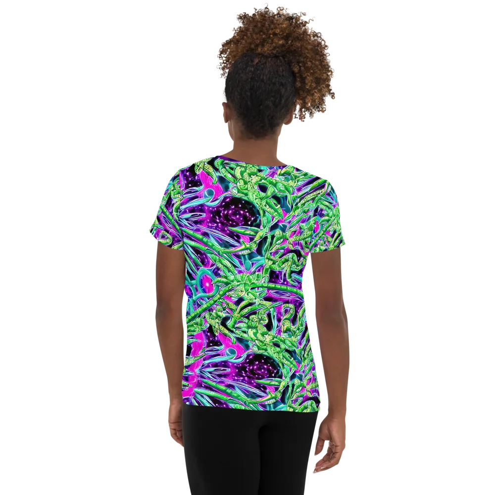 Cosmic Geckos on Women's Athletic T-Shirt — Back