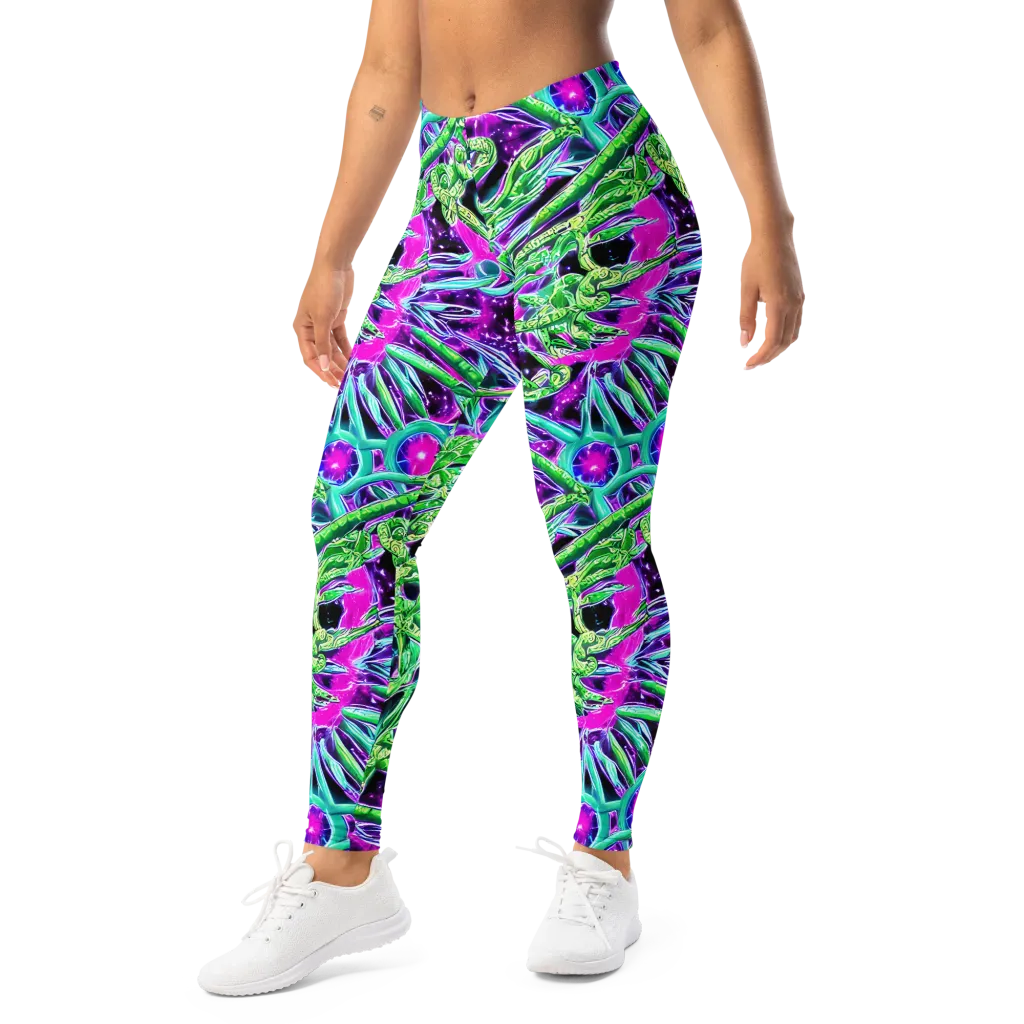 Cosmic Geckos on Leggings — Left Front