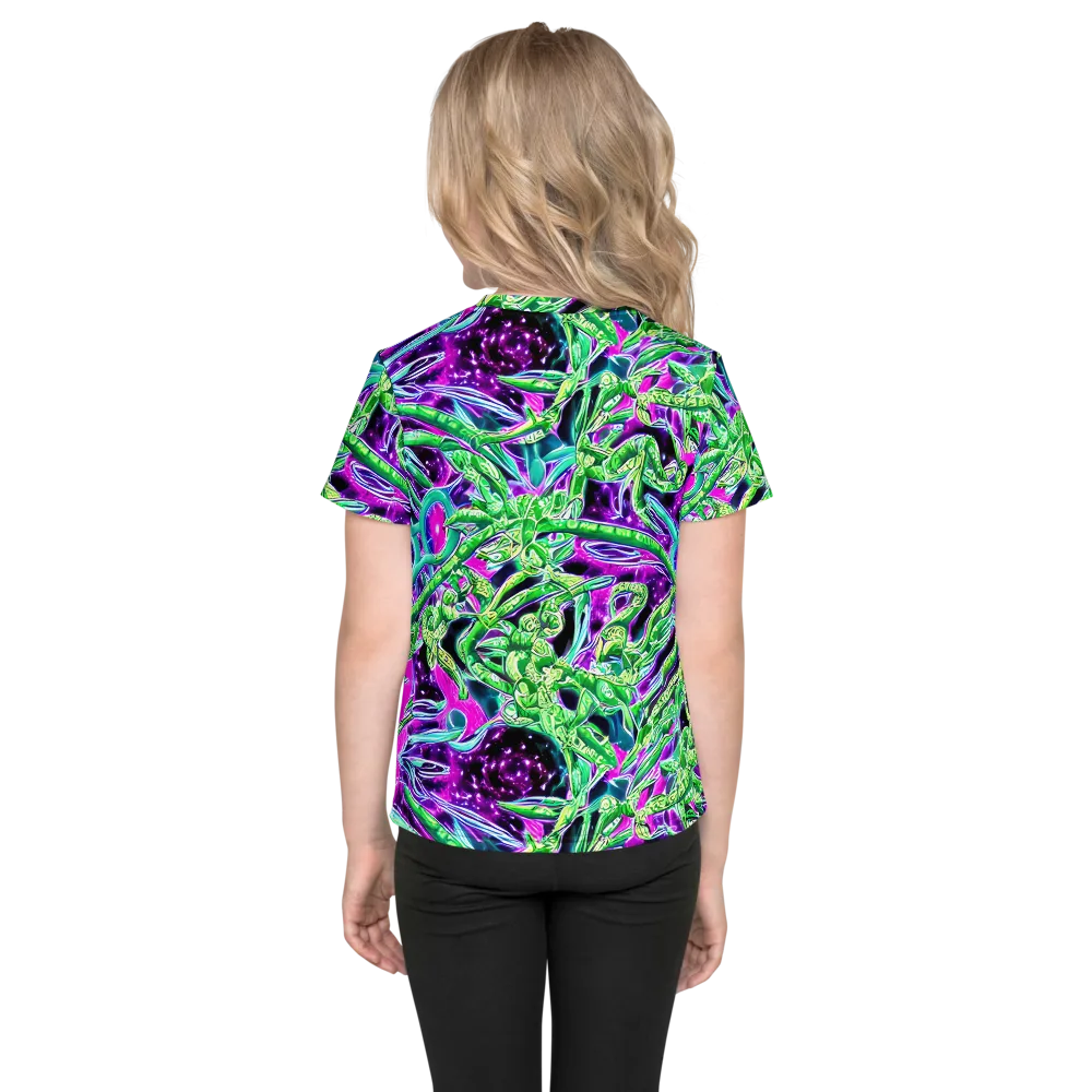 Cosmic Geckos on Kids Crew Neck T-Shirt — Back