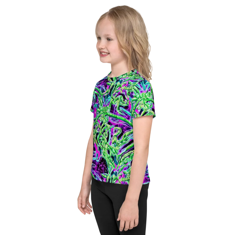 Cosmic Geckos on Kids Crew Neck T-Shirt — Left