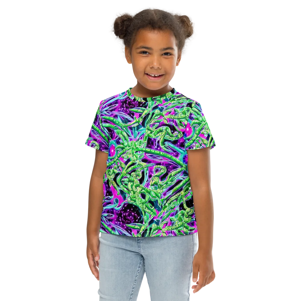 Cosmic Geckos on Kids Crew Neck T-Shirt — Front