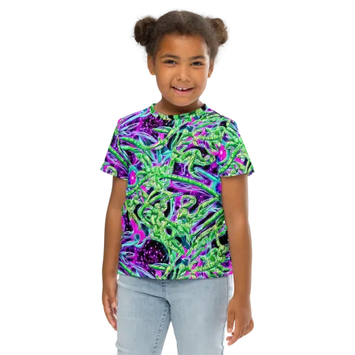 Cosmic Geckos on a Kids Crew Neck T-Shirt