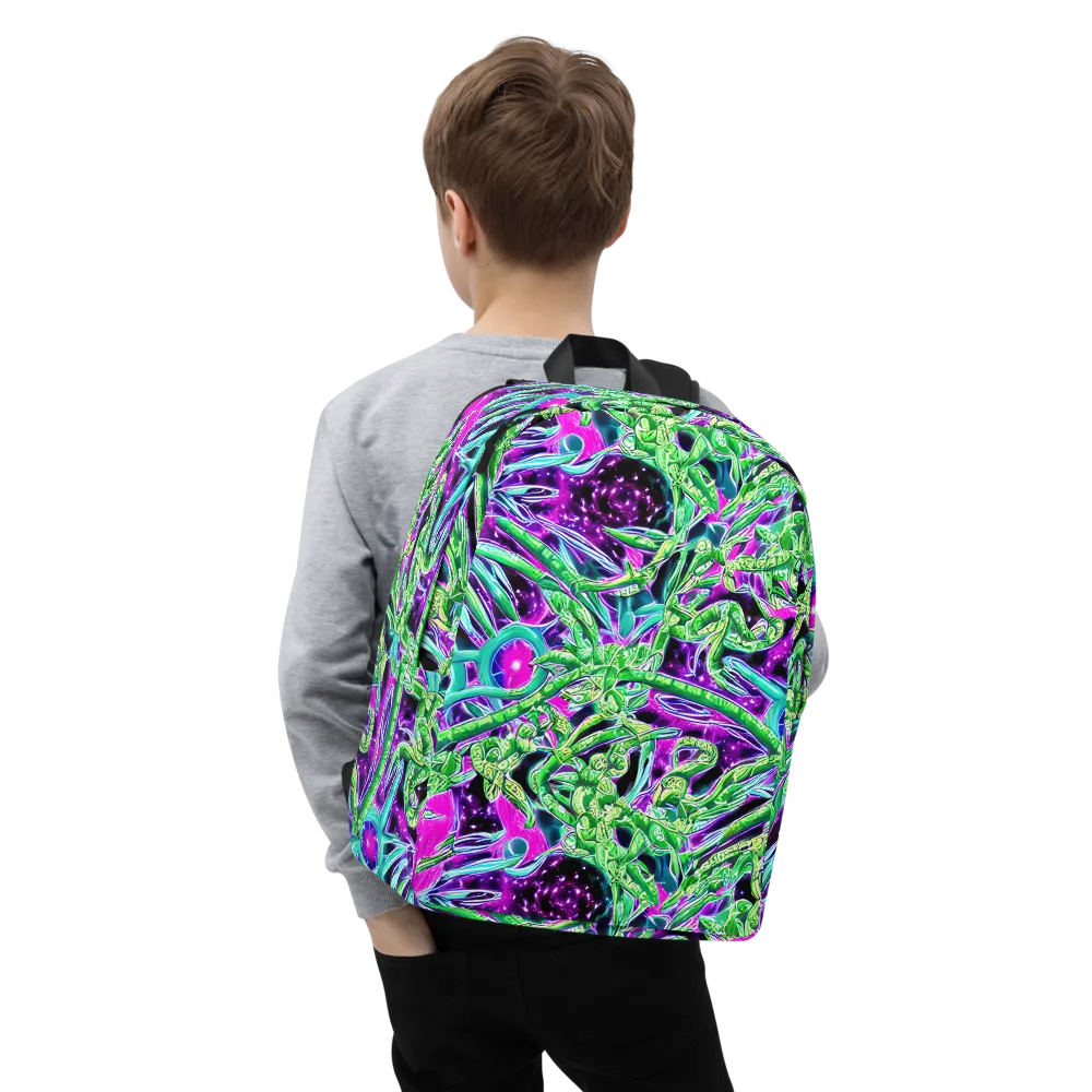 Cosmic Geckos on Minimalist Backpack — Zoomed-in