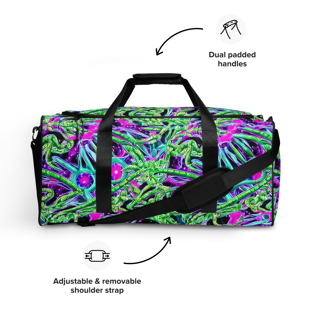 Cosmic Geckos on Duffle Bag — Front